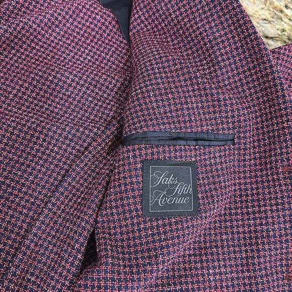 Vintage By Vitale Barberis Canonico Saks Fifth Avenue Men's Burgundy Blazer 38 R - Picture 5 of 11